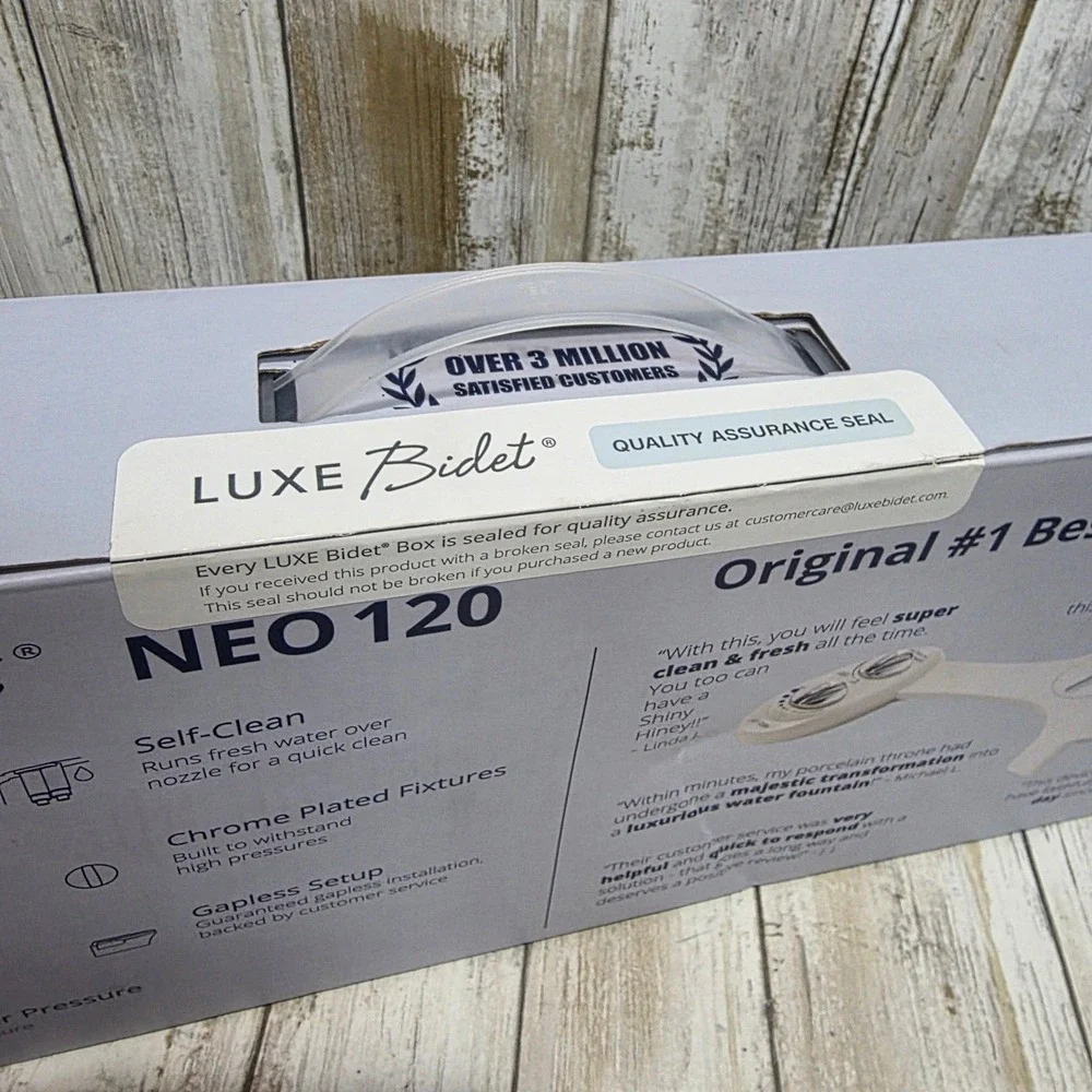 Luxe Bidet Neo 120 White Self-Cleaning Nozzle Bidet Attachment Home Installation